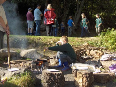 Conwy Scout Association - Scouts at the Rowen Campsite around the fire
